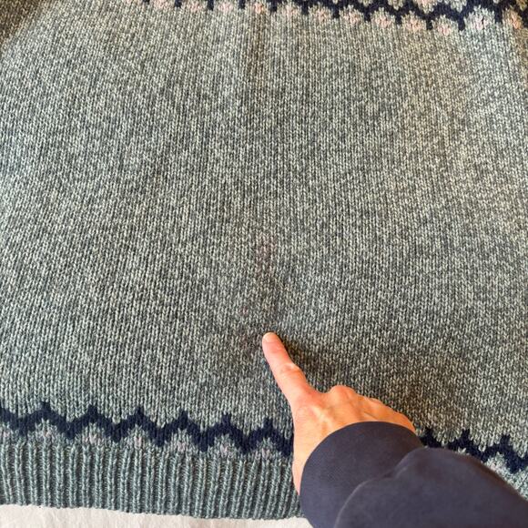 LL Bean Classic Ragg 100% Lambswool Sweater Henley Fair Isle Mens XXL Tall - Picture 8 of 8